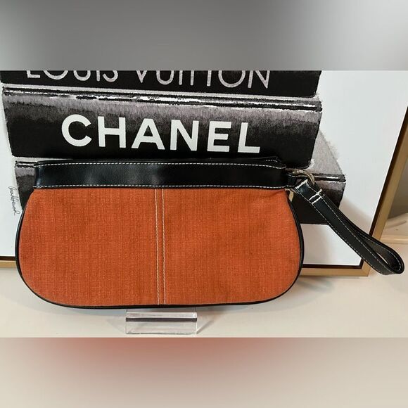 Victoria’s Secret Orange & Black Wristlet Sleek Clutch + Phone Wallet - Picture 4 of 7